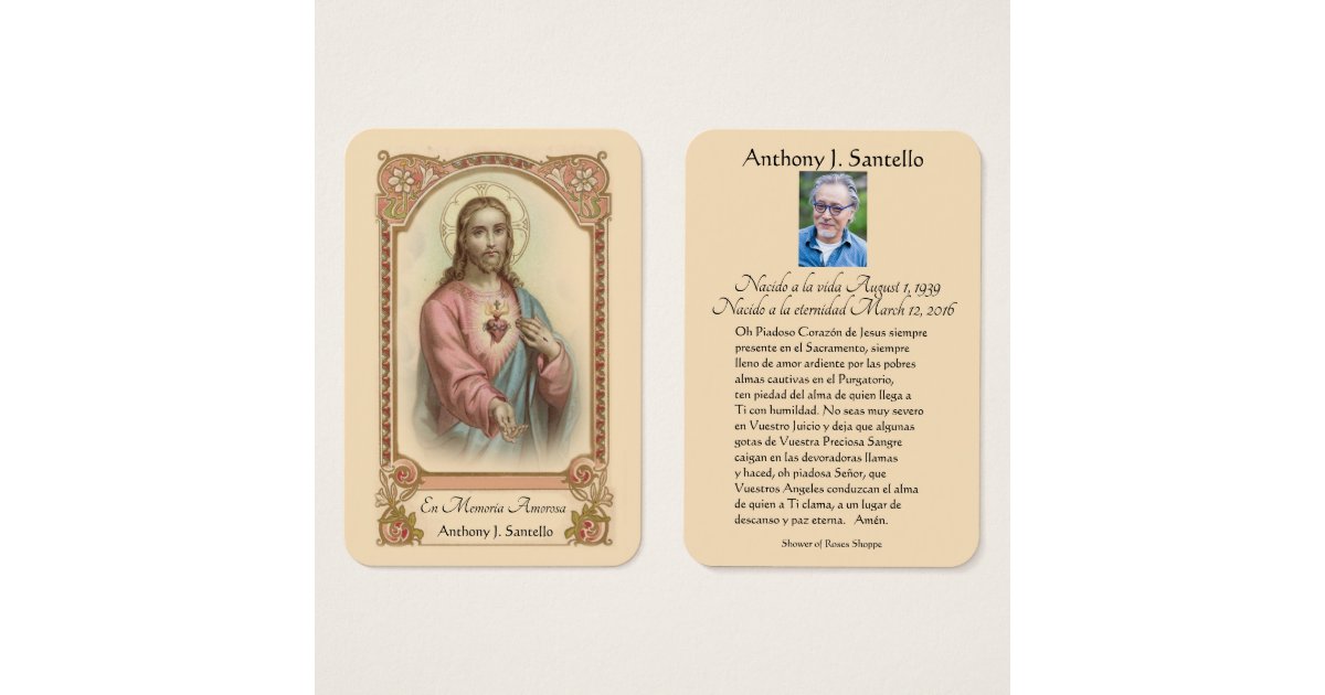 Spanish Funeral Catholic Jesus Memorial Prayer Zazzle