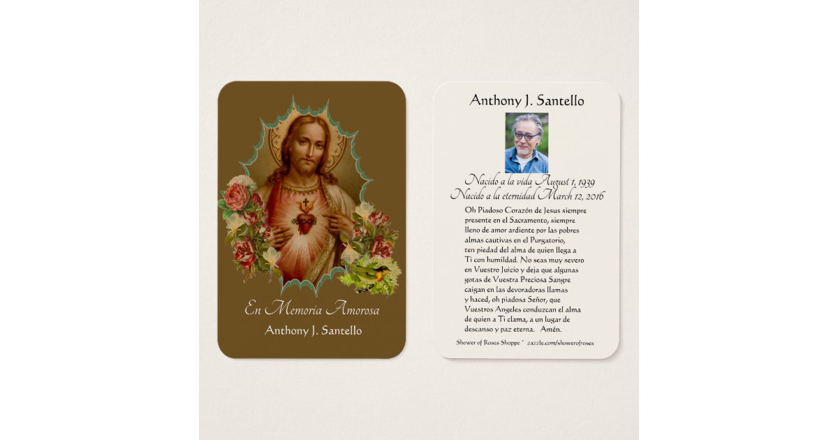 Spanish Funeral Catholic Jesus Memorial Prayer Zazzle