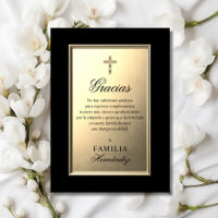 SPANISH Funeral Cross Gold Black PHOTO Thank You