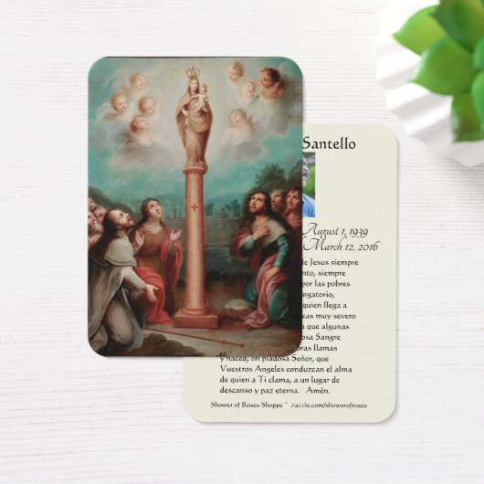 Spanish Funeral Mary El Pilar Memorial Prayer (Desk)