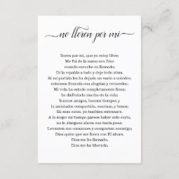 Spanish Funeral Prayer Card Memorial Service Card | Zazzle