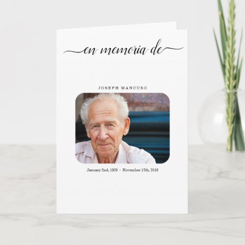 Spanish Funeral Program  Memorial Service Pamphlet