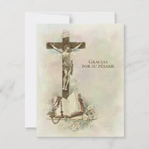 Spanish  Funeral Sympathy Holy Card Thank You