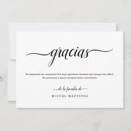 Spanish Funeral Thank You Card with Photo