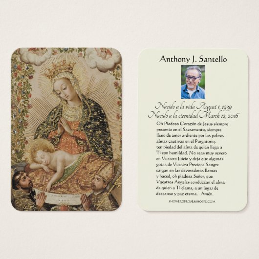 Spanish Funeral Virgin Mary Jesus Memorial Prayer (Front & Back)