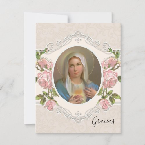 Spanish Funeral Virgin Mary Religious Thank You