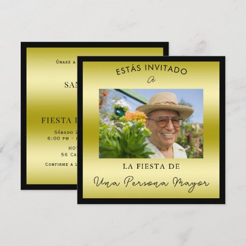 Spanish Funny Photo "Old Persons" 65th Birthday Invitation
