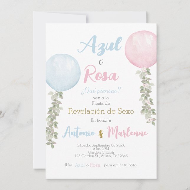 Spanish Gender Reveal Invitation (Front)