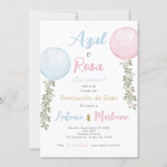Spanish Gender Reveal Invitation | Zazzle