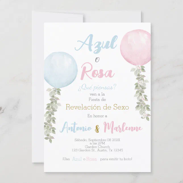 Spanish Gender Reveal Invitation Zazzle