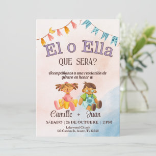 Spanish Gender Reveal Invitation boy or girl 