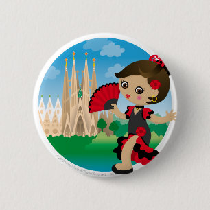 Spanish girl pinback button