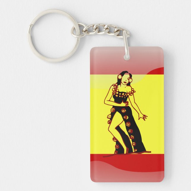 Spanish glossy flag keychain (Front)