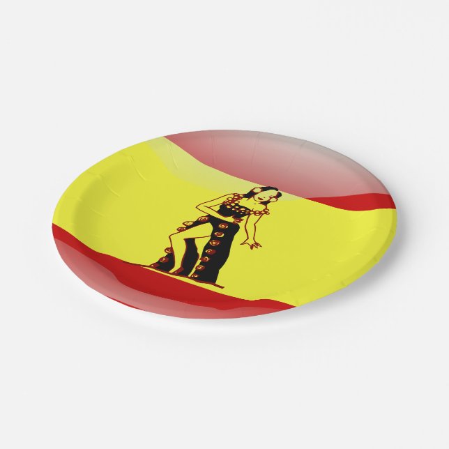 Spanish glossy flag paper plates (Angled)