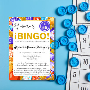 Spanish Gold Bingo & Games Fun 55th Birthday Invitation