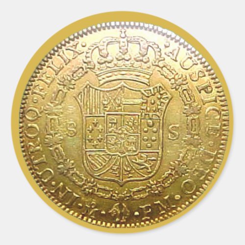 Spanish Gold Doubloon II Round Sticker