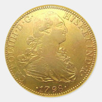 Spanish Gold Doubloon Round Sticker