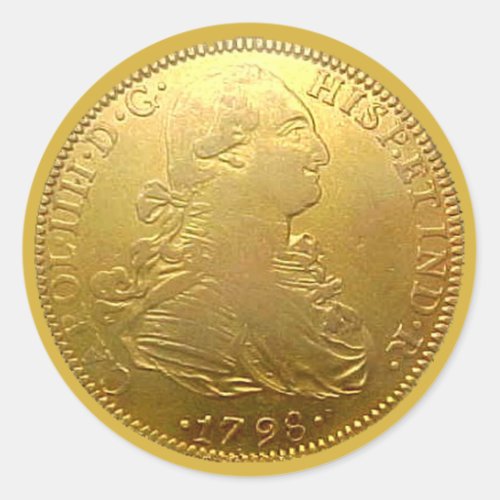 Spanish Gold Doubloon Round Sticker