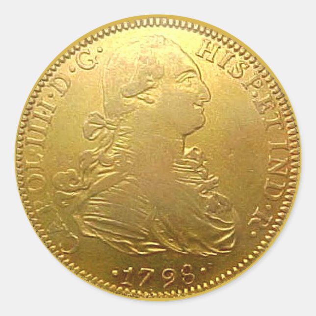 Spanish Gold Doubloon Round Sticker (Front)