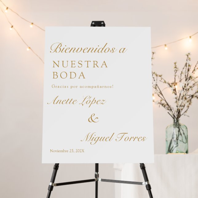 Spanish gold letter Wedding Welcome sign (In Situ (Stand))