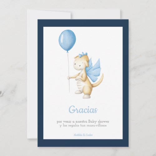 Spanish Gracias Dragon Baby Shower Thank You Card