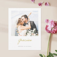 Spanish Gracias Elegant Gold Modern Photo Wedding
