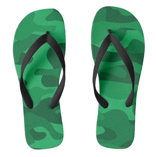 Spanish Green Monocolor Camo Flip Flops (Footbed)