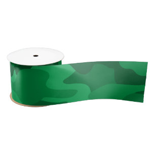 Spanish Green Monocolor Camo Satin Ribbon