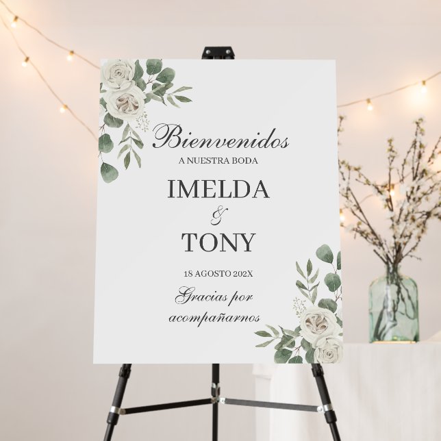 Spanish Greenery Wedding Welcome sign (In Situ (Stand))