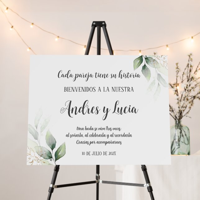 Spanish Greenery Wedding Welcome sign (In Situ (Stand))