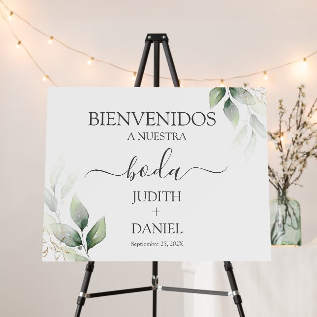 Spanish Greenery Wedding Welcome sign (In Situ (Stand))