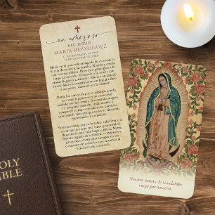 Spanish Guadalupe Funeral Sympathy Prayer Card