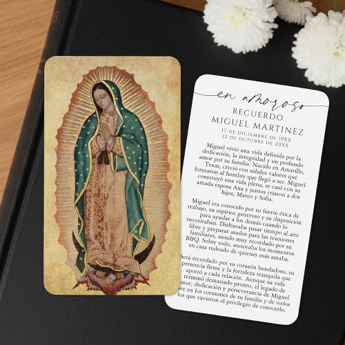 Spanish Guadalupe In Loving Memory Prayer Card