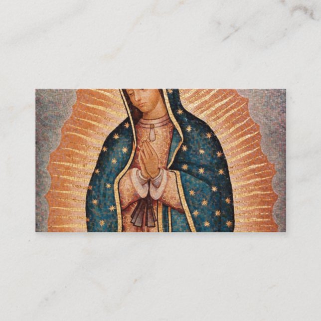 Spanish Guadalupe Mary Funeral Prayer Holy Business Card (Front)