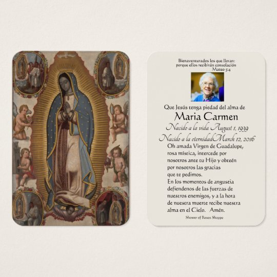 Spanish Guadalupe Mary Funeral Prayer Holy Card 