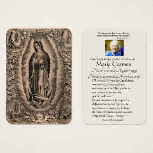 Spanish Guadalupe Mary Funeral Prayer  Holy Card