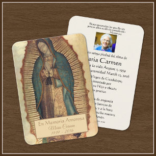 Spanish Guadalupe Mary Funeral Prayer  Holy Card
