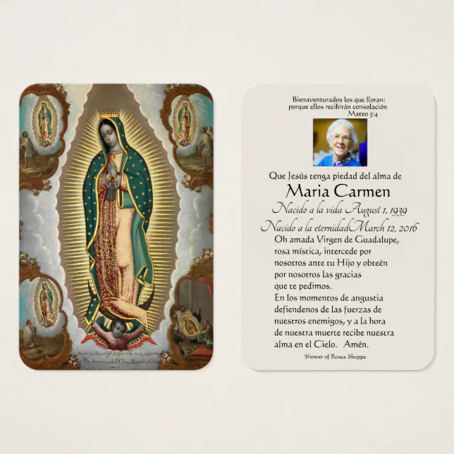 Spanish Guadalupe Mary Funeral Prayer Holy Card | Zazzle