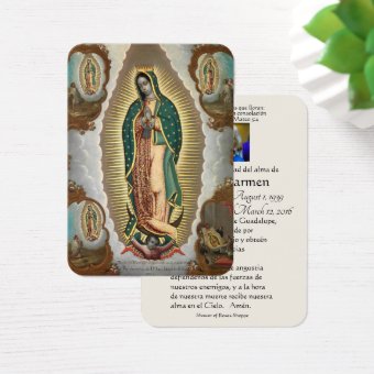 Spanish Guadalupe Mary Funeral Prayer Holy Card | Zazzle