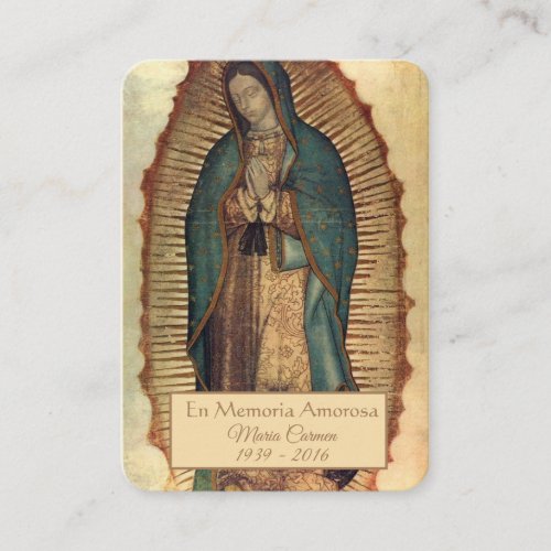 Spanish Guadalupe Mary Funeral Prayer  Holy Card