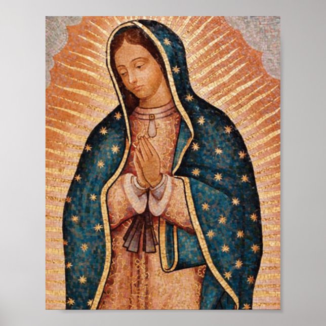 Spanish Guadalupe Mary Funeral Prayer Holy Poster (Front)