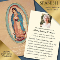 Spanish Guadalupe Photo Funeral Prayer Holy Card