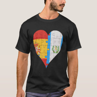 Spanish Guatemalan Flag Heart T-Shirt