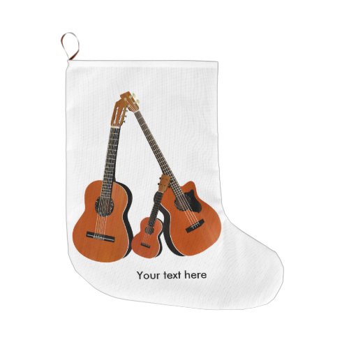 Spanish Guitar Acoustic Bass and Ukulele Large Christmas Stocking