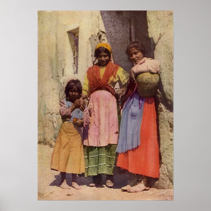 Spanish Gypsy Girls, Vintage 1917 Print