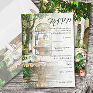 Spanish, Hacienda and White Doves Mexican Wedding RSVP Card