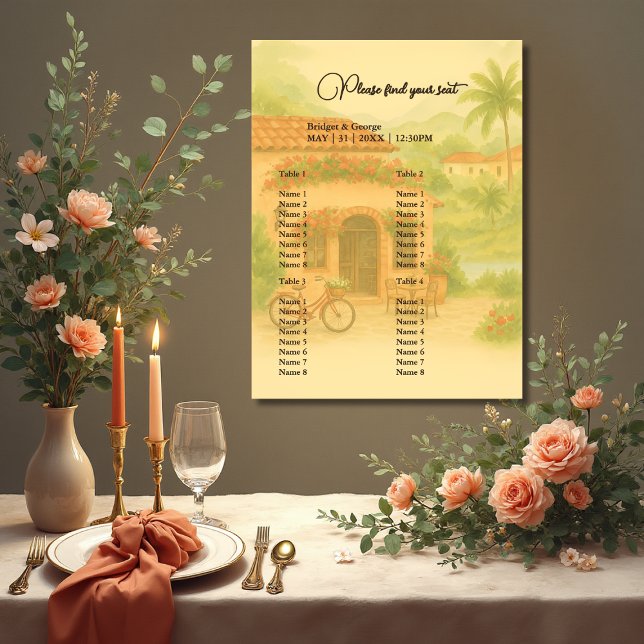Spanish Hacienda Destination Wedding seating chart Foam Board (Creator Uploaded)
