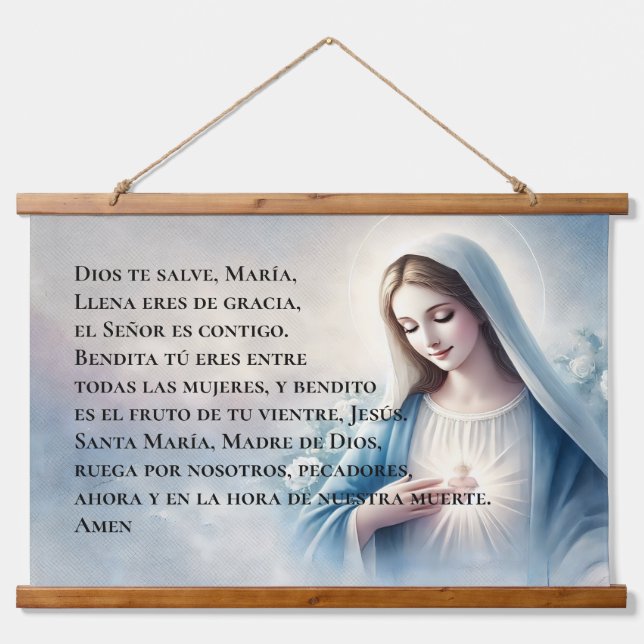 Spanish Hail Mary Hanging Tapestry (Front)