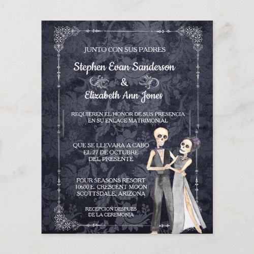 Spanish Halloween Wedding Skeletons Day of Dead In Flyer