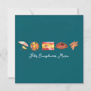  Spanish Happy Birthday, Feliz Cumpleaños Spain  Card